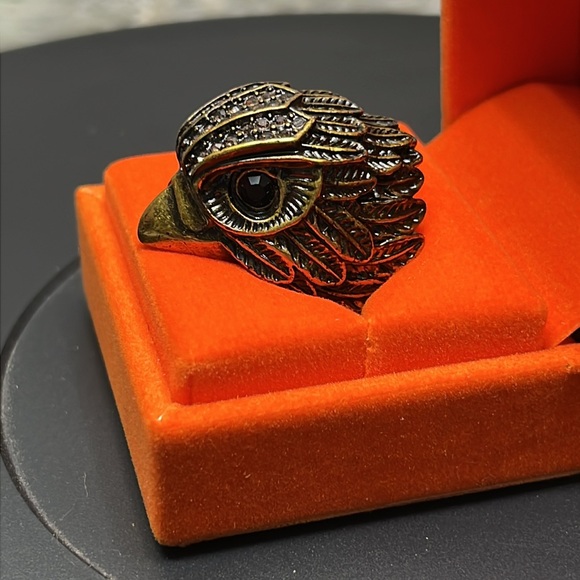 Kurt Geiger Eagle Ring Black and White Colored Crystals Set In Brass. NWT - Picture 1 of 8